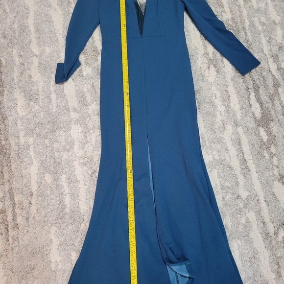 Elegant Teal Long Sleeve Dress - Picture 13 of 14